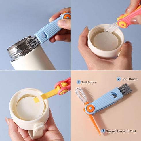 4-in-1 Baby Bottle Brush Set, BPA-Free Bottle Cleaner Brush Set, Includes Nylon Bottle Brush, Cap, Straw, Nipple Brush