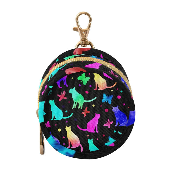 Cat Pattern Round Pacifier Storage Case with Zipper, Portable Pacifier Case for