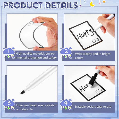 Teling 50 Pcs Reusable Dry Erase Cards - Blank Playing Cards with 5 Black Marker Pens for DIY Games, School & Office
