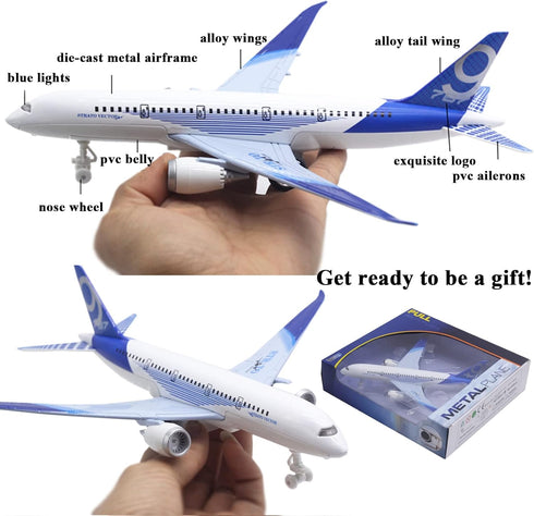 Blue Bump and Go Airplane Toy with Lights and Sounds