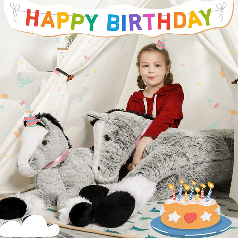 MaoGoLan Large 3 ft Horse Plush Stuffed Animal, Ridable Pony Plush Pillow for Kids, Valentine Gift
