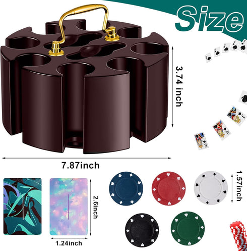 Wettarn Poker Chips Set - 200 Count Rotating Poker Chip Case with 200 Chips & 2 Decks of Playing Cards for Casino