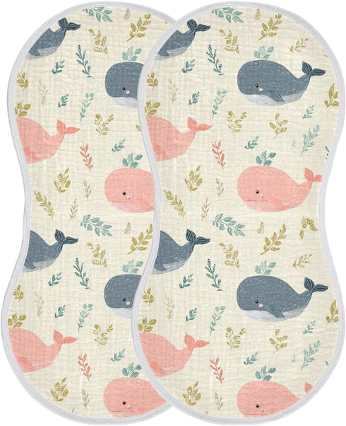 decor gift 4 Pack 22x11in Cotton Muslin Burp Cloths Large Good Absorbent? Cute Cartoon Tropical Whale Baby Burp Rags
