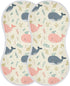 decor gift 4 Pack 22x11in Cotton Muslin Burp Cloths Large Good Absorbent? Cute Cartoon Tropical Whale Baby Burp Rags