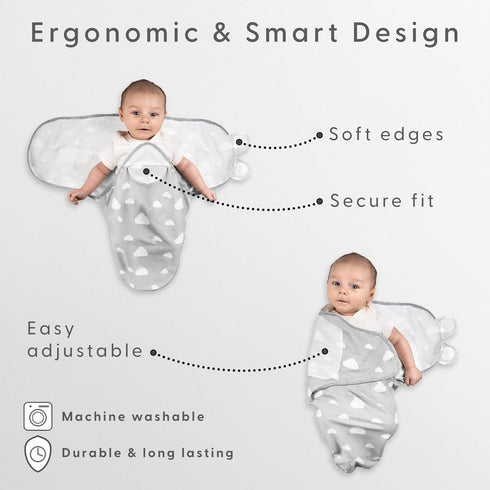 Little Seeds 0-3 3-Pack Adjustable Swaddle Blankets for Infants Months Organic Cotton Baby Swaddles for Newborn Boys