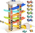 TOP Bright Wooden Race Track Car Ramp Toys for Toddlers 1-3 Years