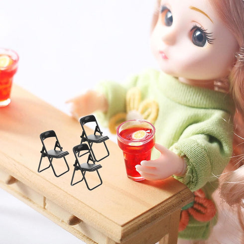 Gadpiparty 36 Pieces Mini Foldable Chairs, 1/6 Scale Plastic Dollhouse Furniture for Doll Decoration