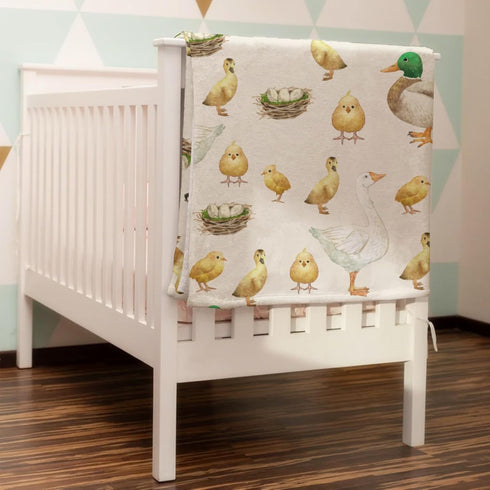 Watercolor Farm Birds Ducks Eggs Baby Toddler Blanket, Soft Crib Stroller Receiving Blankets 30x40