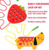 Wooden Threading Toys for 3 Year Olds, Fine Motor Skill Educational Montessori Travel Toy, 1 Strawberry & 1 Dog