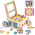 Wooden Baby Walker with Wheels, Montessori Kitchen Walking Toys, Pretend Play Grocery