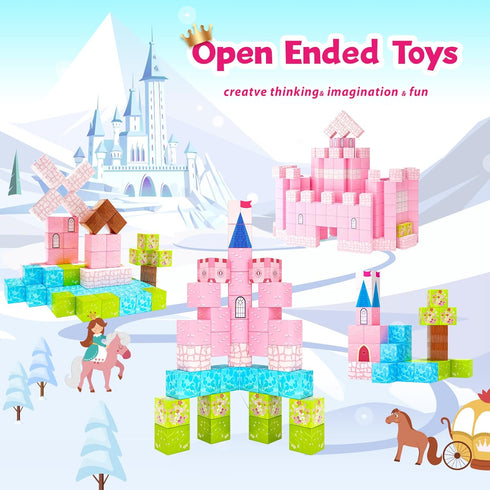 Magnetic Blocks Building Toys - Princess Castle Collection, Birthday Gifts for Kids 3-8, Montessori STEM Outdoor Toys