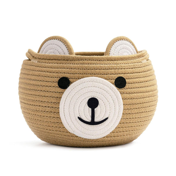 CherryNow Cotton Rope Baby Basket for Nursery, Bear Gift Baskets for Kids,