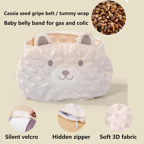 Tummy Upset Baby Colic and Gas Relief - Cassia Seed Heated Wrap,Infant Warming Pad Belly Band Gripe Belt Relieves