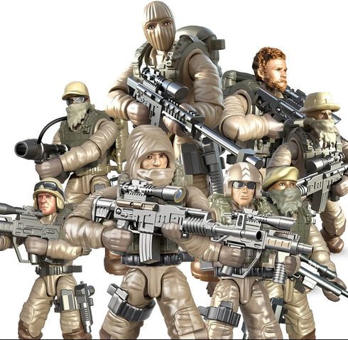 8 PCS Building Block City Policeman Action Mini-Figures with Military Weapons Accessories, SWAT Model Equipment