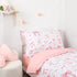 Set 4 Set, Toddler Bedding for Girls Pieces Pink Rose, Soft Breathable Toddler Comforter Bow Flower Print, Includes