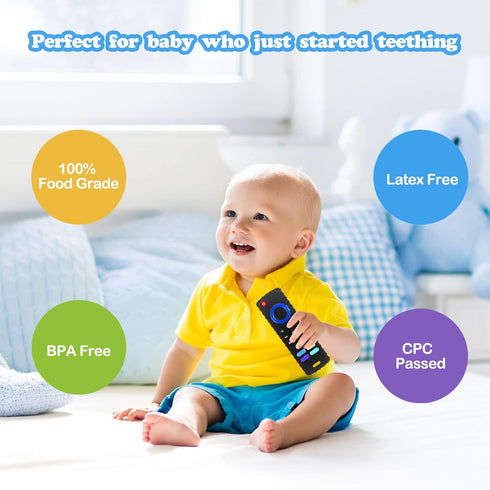 2-Pack Silicone Baby Teething Toys, TV Remote Shape Teethers for 6-18 Months Infants, Sensory Toy for Boys and Girls