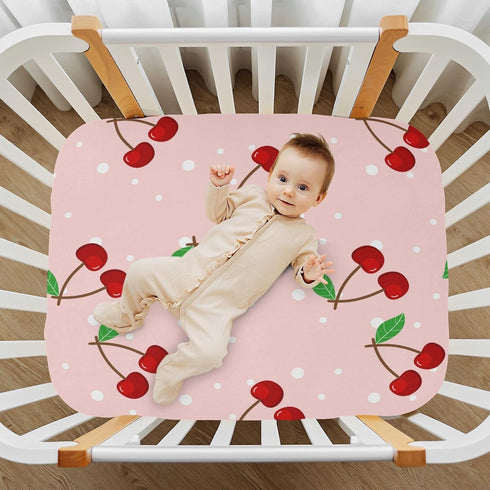 YEGAME 52 28 Inch Cherry Fitted Crib Sheets for Unisex Baby, Soft and Breathable Portable Mini Stretchy Crib Sheet