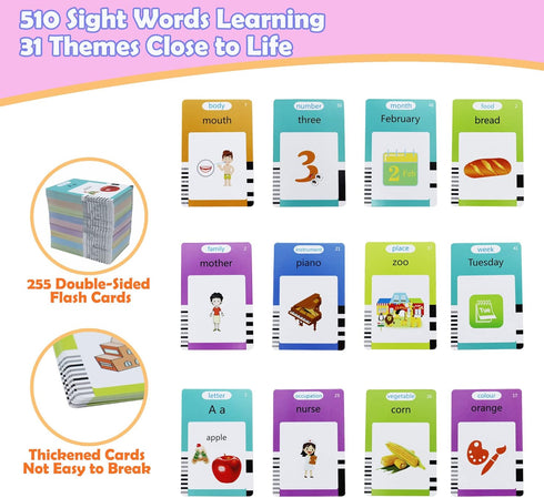510 3-8 Spanish & English Words Alphabet Bilingual Talking Flash Cards for Years Toddlers, Pocket Speech Buddy Therapy