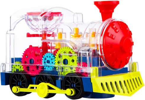 Berry President Transparent Electric Gear Train Toy with Flashing Lights and Music for 2-5 Year Old Boys