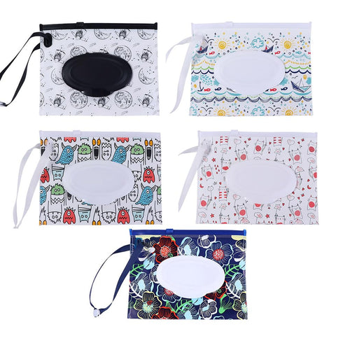 Pokinge 5pcs EVA Baby Wet Wipe Holders Portable Reusable Travel Wipes Case, Wipe