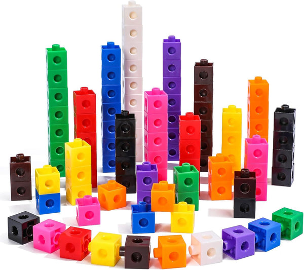 Number Block Set of 100, Educational Math Cubes for Kids Ages 4-8, Counting Blocks for Math Learning