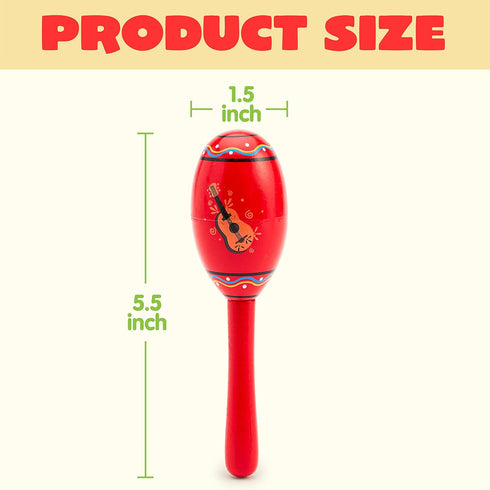JOYIN 24 Mini Wooden Fiesta Maracas, 6 Designs Noisemaker for Mexican Fiesta, Birthday Parties, Luau Party Favors