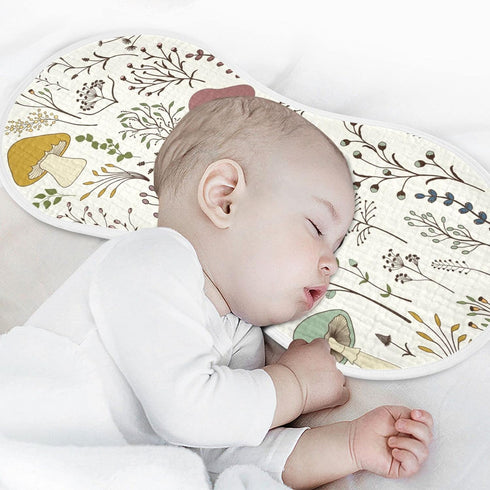 Moudou 4 Pack, Mushroom Muslin Baby Burp Cloths Super Absorbent Soft Cotton Burping Rags Feeding Bibs for Newborn Boys