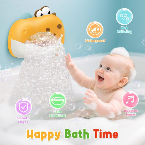 1-3 4-8 Baby Bath Toys, Rechargeable Dinosaur Bath Bubble Machine with Music, Bathtime Bathtub Toys for Toddlers