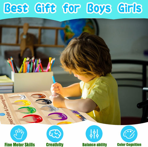 HONGID Dinosaur Toys, Magnetic Color and Number Maze Montessori Toys for 2-5 Year Olds, Educational Sensory Toys
