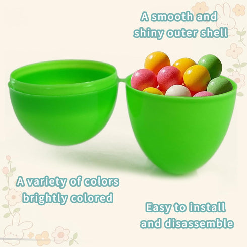 2.3" 24Pcs UOUYOO Empty Easter Eggs Colorful Bright Plastic Easter Eggs for Easter Egg Hunt, Suprise Egg, Easter Hunt