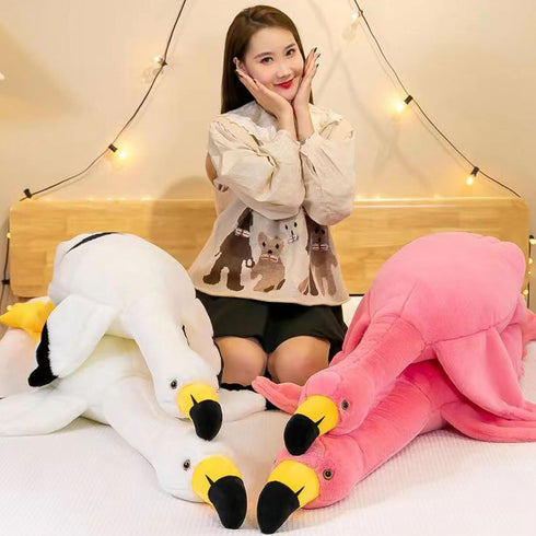 63" Giant Flamingo Stuffed Animal Plush Pillow, White Flamingo Plush Doll, Toys for Kids Birthday Christmas Gifts
