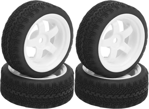 4Pcs 65mm RC Non-Slip Rubber Tires, Series Hub with Sponge Lining for WPL D12 1/10 Wheel Upgrade Accessories