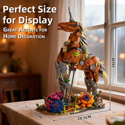 2-in-1 Set 1367 6+ MENTOJOY Magical Unicorn & Deer Building Pieces Flower Base Fantasy Animal Model, Educational stem
