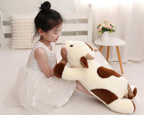 25.6 inch 5 lbs Cow Weighted Stuffed Animal Large Plush Toy Pillow Cute Kawaii Gifts for Kids Adults