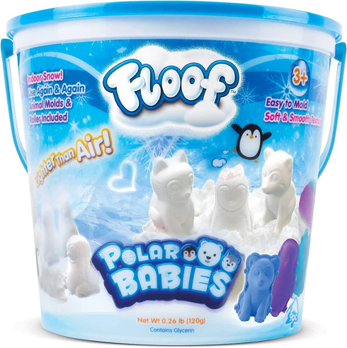 Play Visions 4602 Floof Modeling Clay-Reuseable Indoor Snow-Endless Creations with 3 Polar Baby Molds and Pawprint Roller by Play Visions