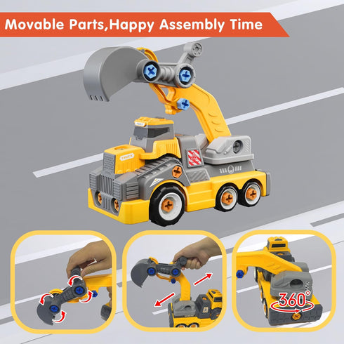 11inches 3-5 6-8 Set Large Take Apart Construction Toys Excavator Truck for Boys Girls Kids Electric Drill Assembly