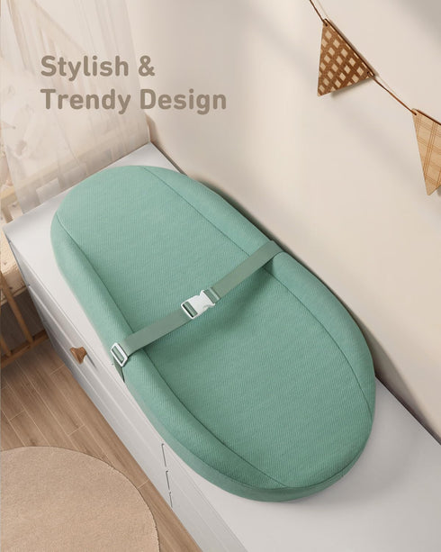 3216, Contoured Changing Pad with Soft & Washable Cover, Waterproof Lining Foam Baby Changing Table Pads for Dresser