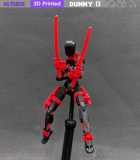 T13 Action Figure with Accessories | 3D Printed Multi-Jointed Titan13 Figure, Red Dummy 13 Desktop Decorative Toy
