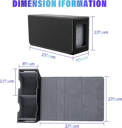 MTG Deck Box with 2 Commander Display and Dice Tray, Double Deck Box for 320+ Single Sleeved Cards, Leather Storage