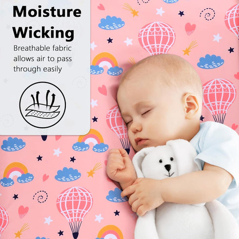 52" 28" Baby Fitted Crib Sheet Soft Microfiber x Crib Mattress Sheet for Girls Breathable Baby Bedding with Hot Air