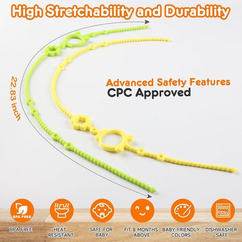 sopkdey 6pcs Toy Straps for Baby, Adjustable Toy Holder for Stroller Accessories, Silicone Baby Tether Pacifier Clip