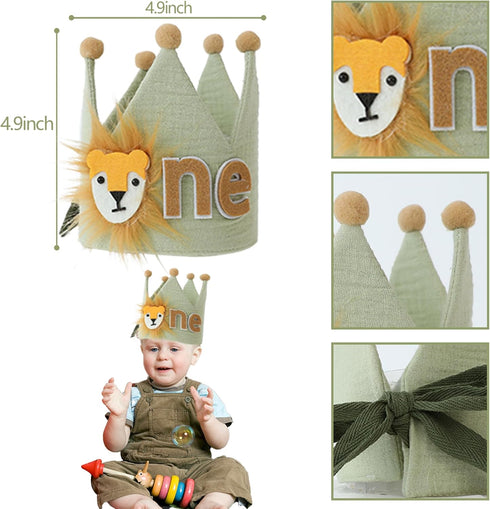 Jungle Theme High Chair Birthday Banner for Boys - Wild One Party Decor