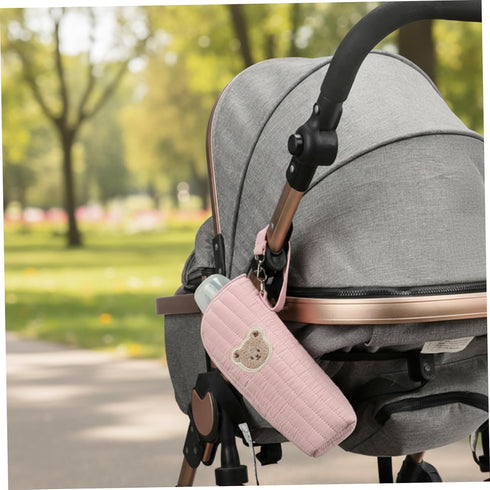 Sgqtqybk 1 Insulated Baby Bottle Bag with Adorable Bear Embroidery - Breastmilk Cooler Travel Bag for On-the-Go