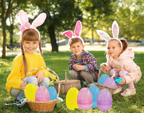8 Inch 12 Pack 8" (12-Pack) Massive Translucent Easter Eggs Colorful Fillable Plastic Easter Eggs, Perfect For Easter