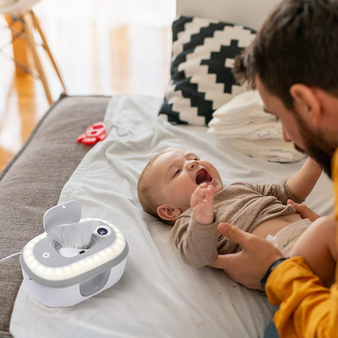 Babelio Baby Wipe Warmer with Night Light, Wet Wipes Dispenser for Baby Wipes with Temperature Display and Large