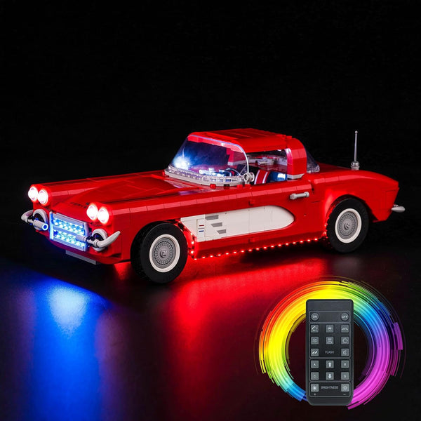 BrickBling LED Light Kit for Lego 10321 Chevrolet Corvette Toy Car, Remote Control Version Lighting (No Model Included)
