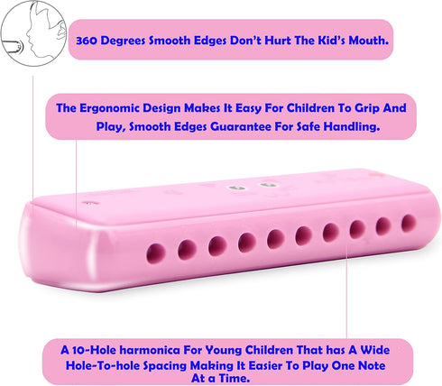 Color Blues Harmonica - Key of C Musical Instrument Toy for Kids, Toddlers, and Beginners