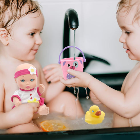New Adventures Magic Nursery Love Buckets - Bath Safe 8" Baby Doll Playset for Ages 2+
