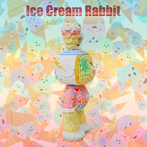 Animal Ice Cream Rabbit Micro Building Blocks Set (8000PCS, 55cm High) - Gift for Adults and Kids
