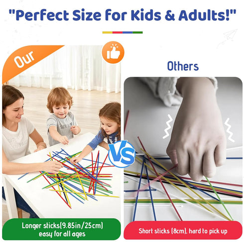 Classic Wooden Thin Pick Up Stick Game, 41 Pieces, Fun Family Game Gift Idea, 9.8 Inch Long